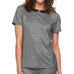 Elle Houndstooth Peter Pan Collar T-Shirt